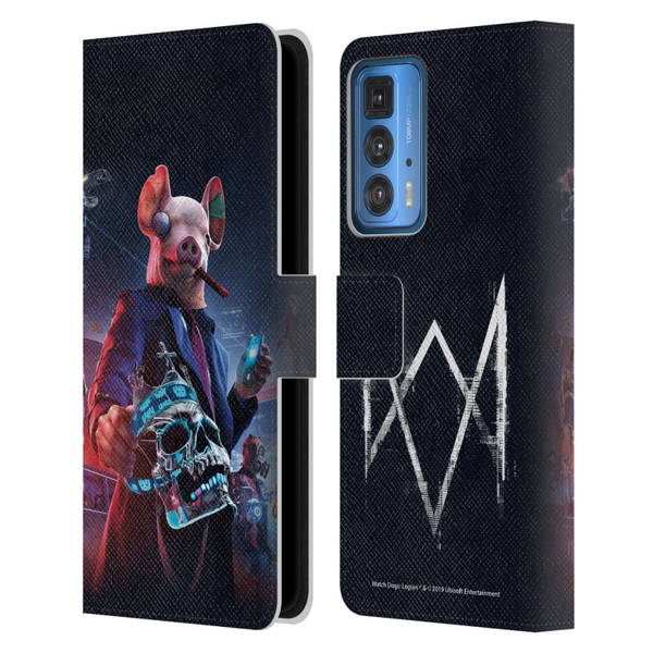 Watch Dogs Legion Artworks Winston Skull Leather Book Wallet Case Cover For Motorola Edge 20 Pro