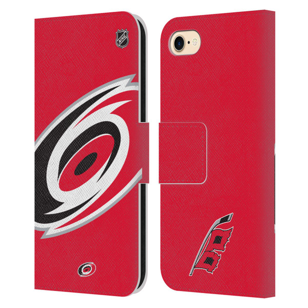 NHL Carolina Hurricanes Oversized Leather Book Wallet Case Cover For Apple iPhone 7 / 8 / SE 2020 & 2022