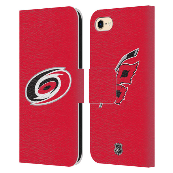 NHL Carolina Hurricanes Plain Leather Book Wallet Case Cover For Apple iPhone 7 / 8 / SE 2020 & 2022