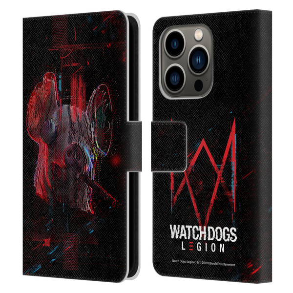 Watch Dogs Legion Key Art Pig Head Glitch Leather Book Wallet Case Cover For Apple iPhone 14 Pro