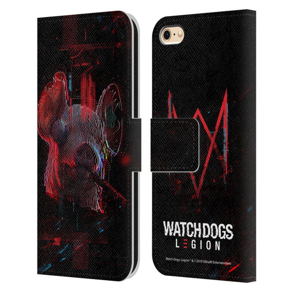 Watch Dogs Legion Key Art Pig Head Glitch Leather Book Wallet Case Cover For Apple iPhone 6 / iPhone 6s