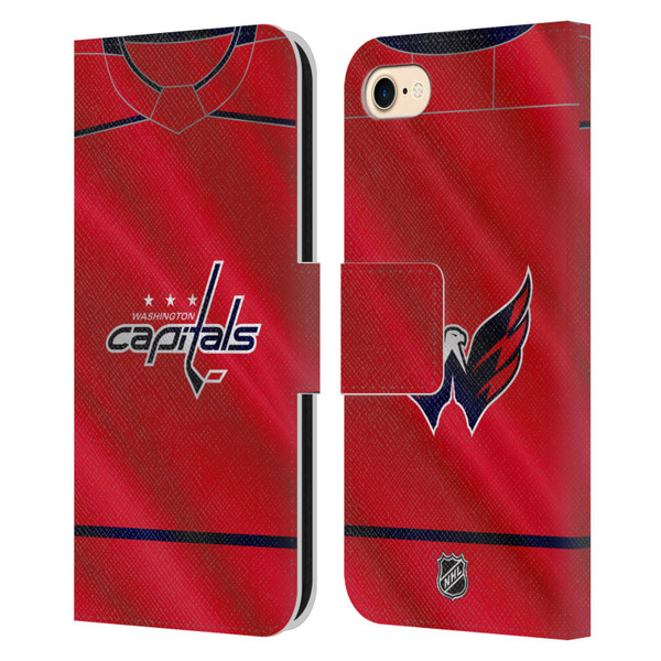 NHL Washington Capitals Jersey Leather Book Wallet Case Cover For Apple iPhone 7 / 8 / SE 2020 & 2022