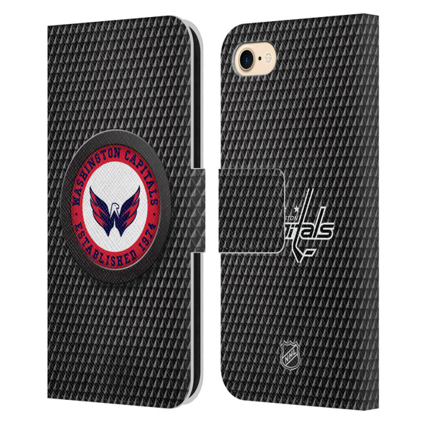 NHL Washington Capitals Puck Texture Leather Book Wallet Case Cover For Apple iPhone 7 / 8 / SE 2020 & 2022