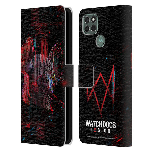 Watch Dogs Legion Key Art Pig Head Glitch Leather Book Wallet Case Cover For Motorola Moto G9 Power