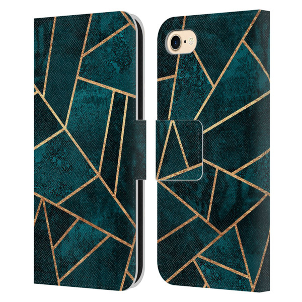 Elisabeth Fredriksson Sparkles Deep Teal Stone Leather Book Wallet Case Cover For Apple iPhone 7 / 8 / SE 2020 & 2022
