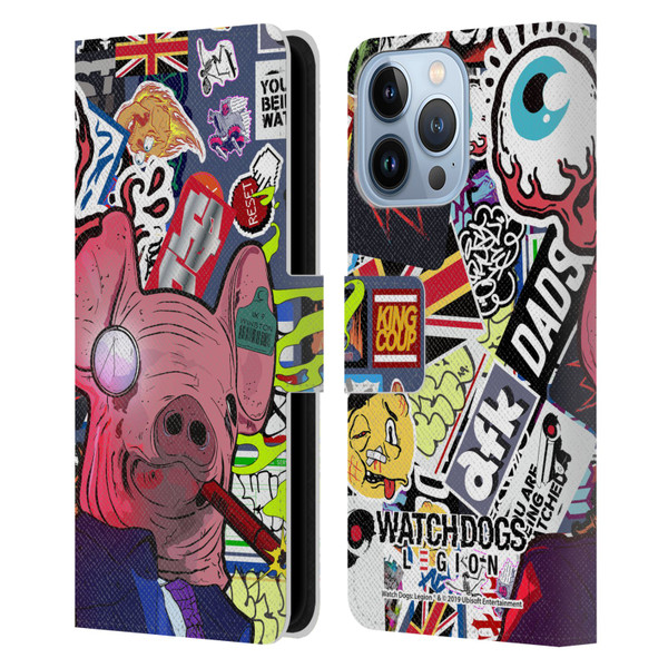 Watch Dogs Legion Street Art Winston Stickerbomb Leather Book Wallet Case Cover For Apple iPhone 13 Pro