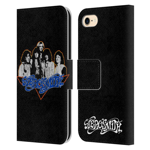 Aerosmith Classics Group Photo Vintage Leather Book Wallet Case Cover For Apple iPhone 7 / 8 / SE 2020 & 2022