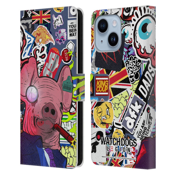 Watch Dogs Legion Street Art Winston Stickerbomb Leather Book Wallet Case Cover For Apple iPhone 14 Plus