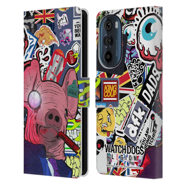 Watch Dogs Legion Street Art Winston Stickerbomb Leather Book Wallet Case Cover For Motorola Edge 30