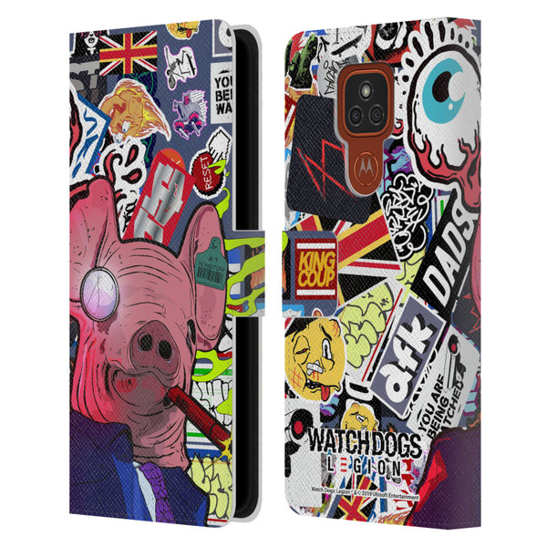 Watch Dogs Legion Street Art Winston Stickerbomb Leather Book Wallet Case Cover For Motorola Moto E7 Plus