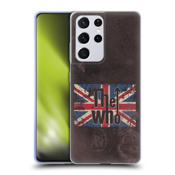 The Who Band Art Union Jack Distressed Look Soft Gel Case for Samsung Galaxy S21 Ultra 5G