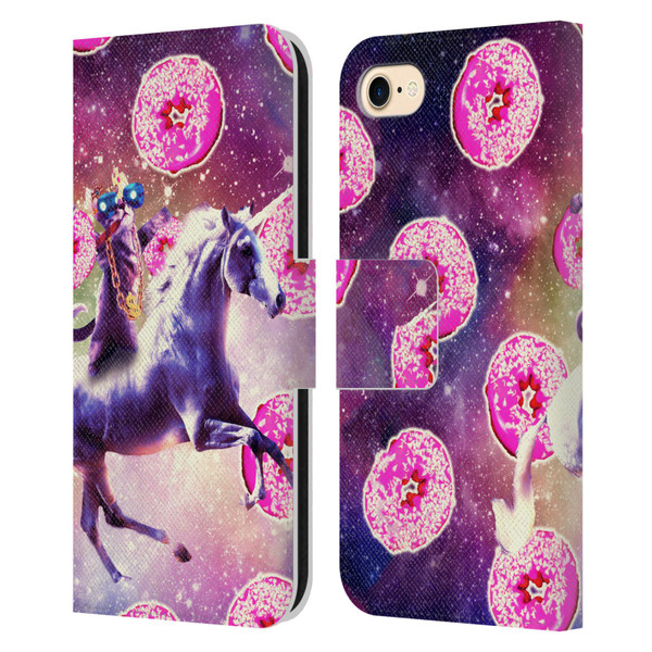 Random Galaxy Mixed Designs Thug Cat Riding Unicorn Leather Book Wallet Case Cover For Apple iPhone 7 / 8 / SE 2020 & 2022