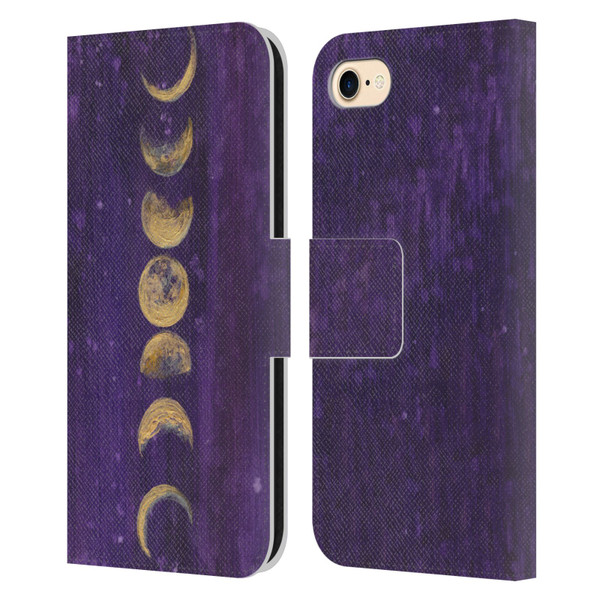 Mai Autumn Space And Sky Moon Phases Leather Book Wallet Case Cover For Apple iPhone 7 / 8 / SE 2020 & 2022