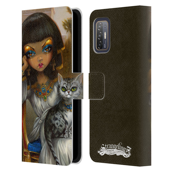 Strangeling Art Egyptian Girl with Cat Leather Book Wallet Case Cover For HTC Desire 21 Pro 5G