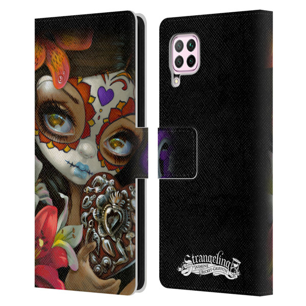 Strangeling Art Day of Dead Heart Charm Leather Book Wallet Case Cover For Huawei Nova 6 SE / P40 Lite