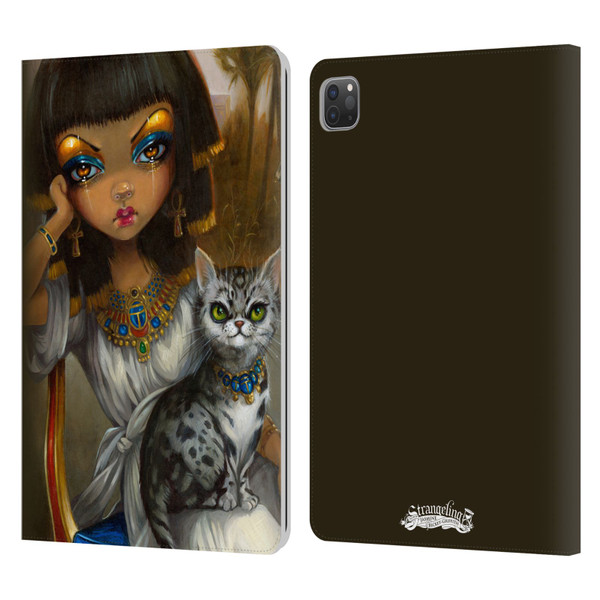 Strangeling Art Egyptian Girl with Cat Leather Book Wallet Case Cover For Apple iPad Pro 11 2020 / 2021 / 2022