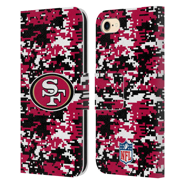 NFL San Francisco 49ers Graphics Digital Camouflage Leather Book Wallet Case Cover For Apple iPhone 7 / 8 / SE 2020 & 2022 NFL San Francisco 49ers Graphics Digital Camouflage Leather Book Wallet Case Cover For Apple iPhone 7 / 8 / SE 2020 & 2022