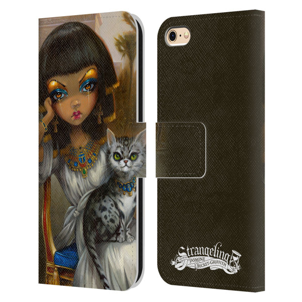 Strangeling Art Egyptian Girl with Cat Leather Book Wallet Case Cover For Apple iPhone 6 / iPhone 6s