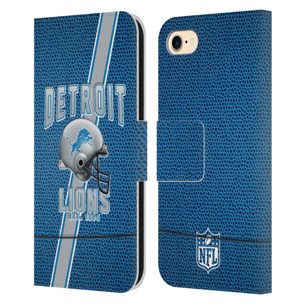 NFL Detroit Lions Logo Art Football Stripes Leather Book Wallet Case Cover For Apple iPhone 7 / 8 / SE 2020 & 2022