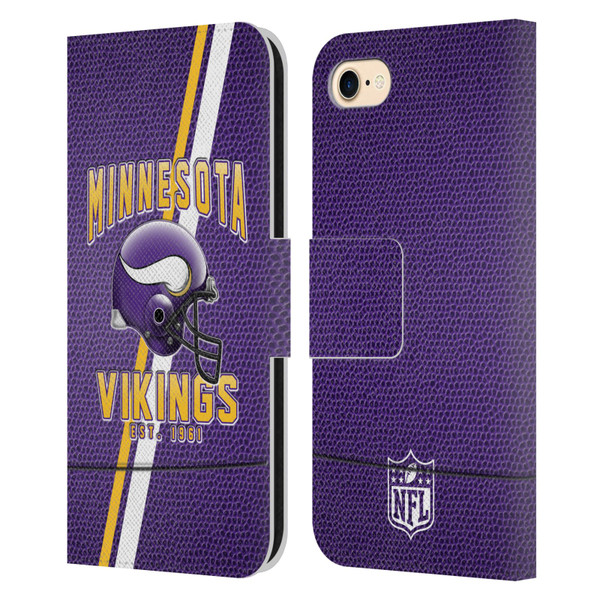 NFL Minnesota Vikings Logo Art Football Stripes Leather Book Wallet Case Cover For Apple iPhone 7 / 8 / SE 2020 & 2022