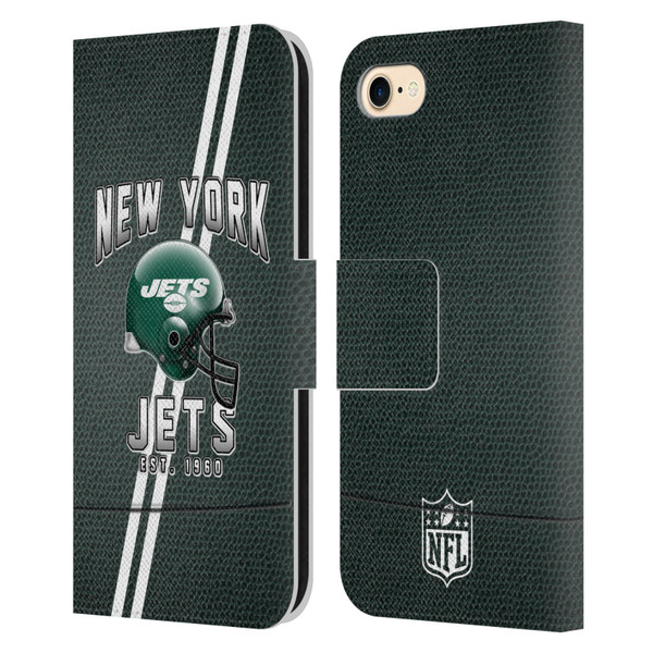 NFL New York Jets Logo Art Football Stripes Leather Book Wallet Case Cover For Apple iPhone 7 / 8 / SE 2020 & 2022