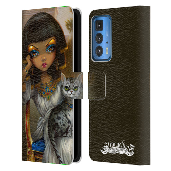 Strangeling Art Egyptian Girl with Cat Leather Book Wallet Case Cover For Motorola Edge (2022)