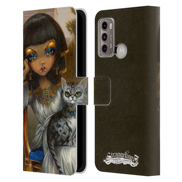 Strangeling Art Egyptian Girl with Cat Leather Book Wallet Case Cover For Motorola Moto G60 / Moto G40 Fusion