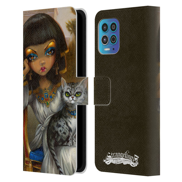 Strangeling Art Egyptian Girl with Cat Leather Book Wallet Case Cover For Motorola Moto G100