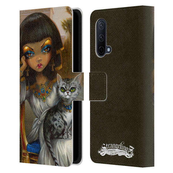 Strangeling Art Egyptian Girl with Cat Leather Book Wallet Case Cover For OnePlus Nord CE 5G