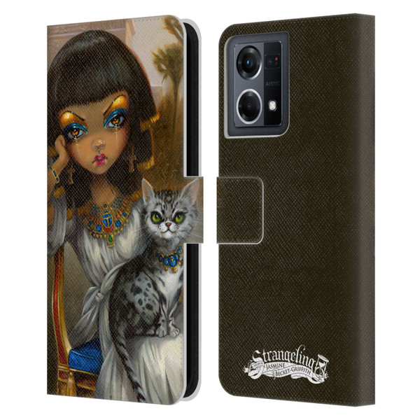 Strangeling Art Egyptian Girl with Cat Leather Book Wallet Case Cover For OPPO Reno8 4G