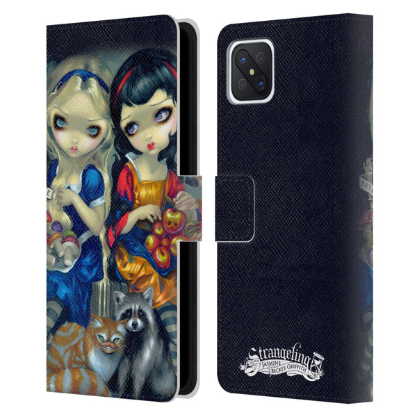Strangeling Art Girls With Cat And Raccoon Leather Book Wallet Case Cover For OPPO Reno4 Z 5G