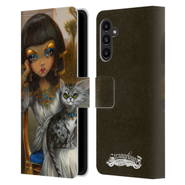 Strangeling Art Egyptian Girl with Cat Leather Book Wallet Case Cover For Samsung Galaxy A13 5G (2021)
