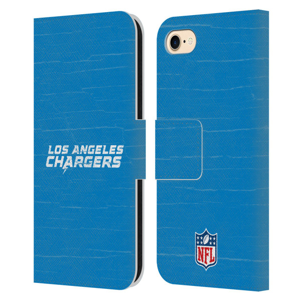 NFL Los Angeles Chargers Logo Distressed Look Leather Book Wallet Case Cover For Apple iPhone 7 / 8 / SE 2020 & 2022