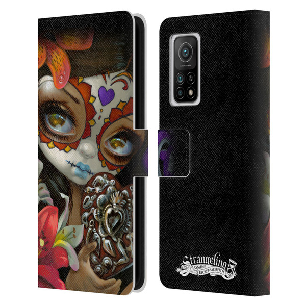 Strangeling Art Day of Dead Heart Charm Leather Book Wallet Case Cover For Xiaomi Mi 10T 5G