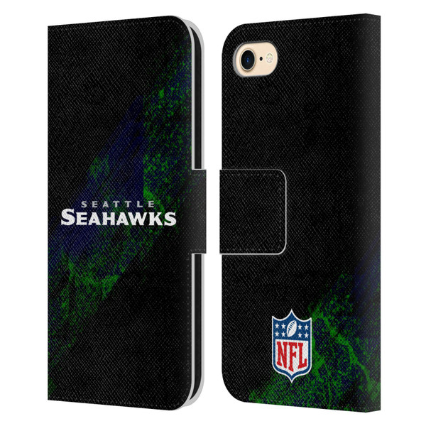 NFL Seattle Seahawks Logo Blur Leather Book Wallet Case Cover For Apple iPhone 7 / 8 / SE 2020 & 2022