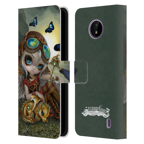 Strangeling Dragon Steampunk Fairy Leather Book Wallet Case Cover For Nokia C10 / C20