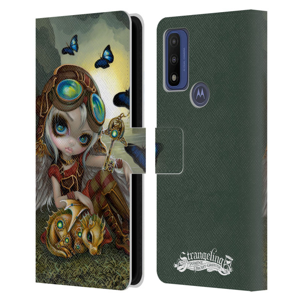 Strangeling Dragon Steampunk Fairy Leather Book Wallet Case Cover For Motorola G Pure