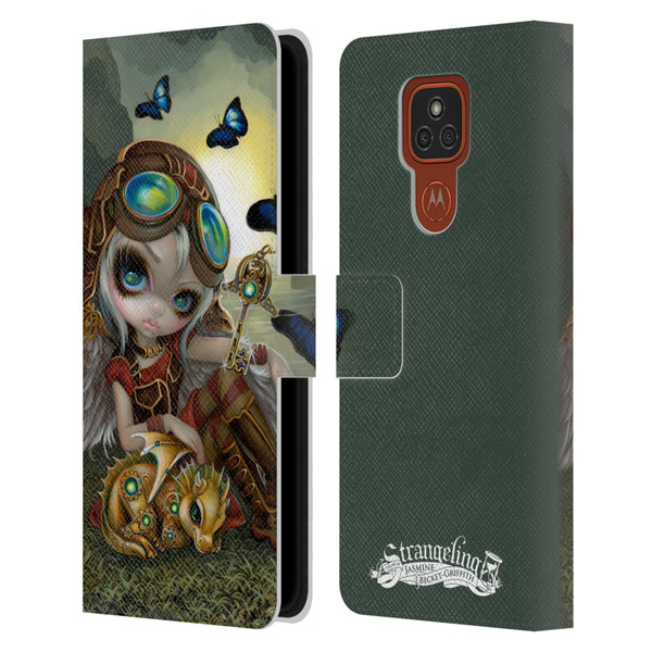 Strangeling Dragon Steampunk Fairy Leather Book Wallet Case Cover For Motorola Moto E7 Plus