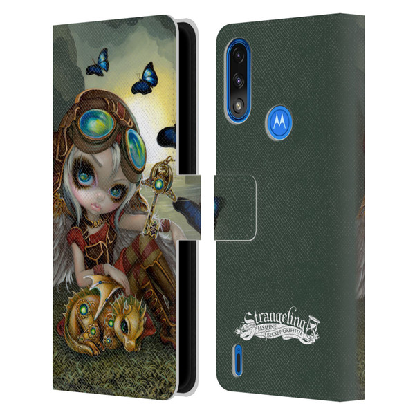 Strangeling Dragon Steampunk Fairy Leather Book Wallet Case Cover For Motorola Moto E7 Power / Moto E7i Power