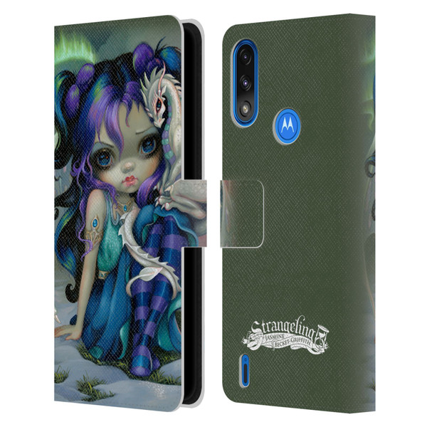 Strangeling Dragon Frost Winter Fairy Leather Book Wallet Case Cover For Motorola Moto E7 Power / Moto E7i Power