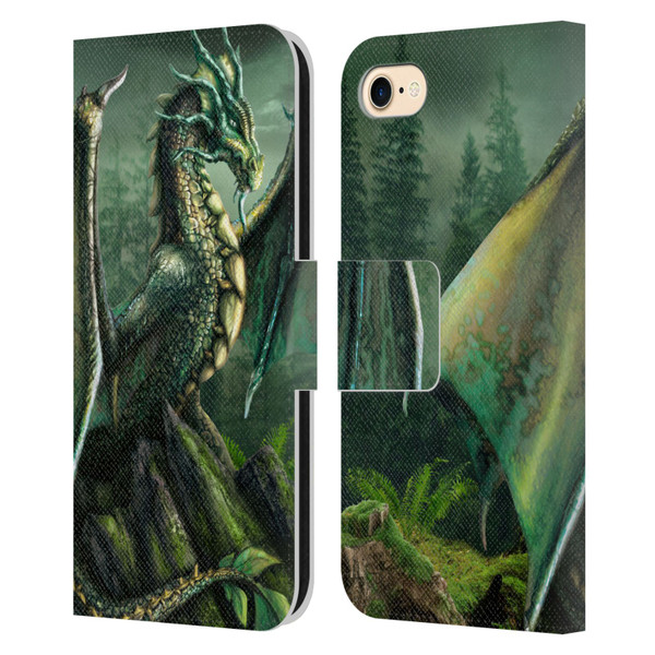 Sarah Richter Fantasy Creatures Green Nature Dragon Leather Book Wallet Case Cover For Apple iPhone 7 / 8 / SE 2020 & 2022