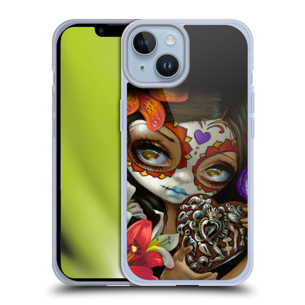 Strangeling Art Day of Dead Heart Charm Soft Gel Case for Apple iPhone 14