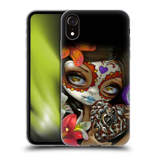 Strangeling Art Day of Dead Heart Charm Soft Gel Case for Apple iPhone XR