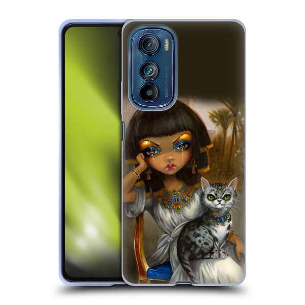 Strangeling Art Egyptian Girl with Cat Soft Gel Case for Motorola Edge 30