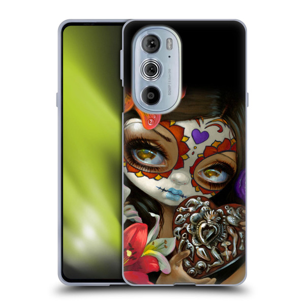 Strangeling Art Day of Dead Heart Charm Soft Gel Case for Motorola Edge X30