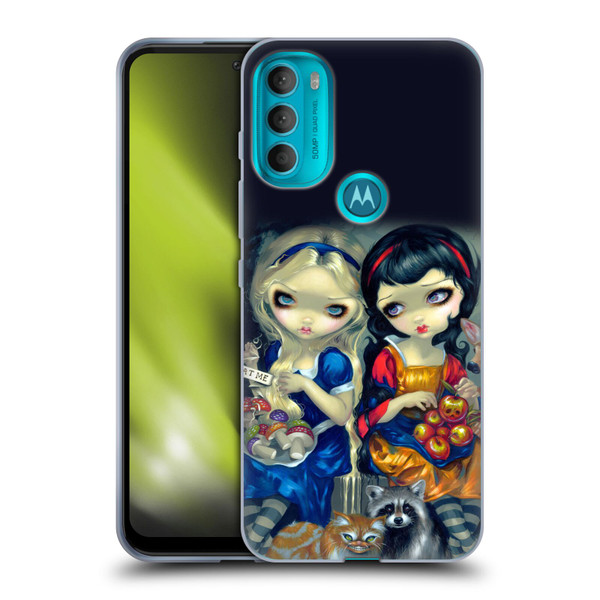 Strangeling Art Girls With Cat And Raccoon Soft Gel Case for Motorola Moto G71 5G