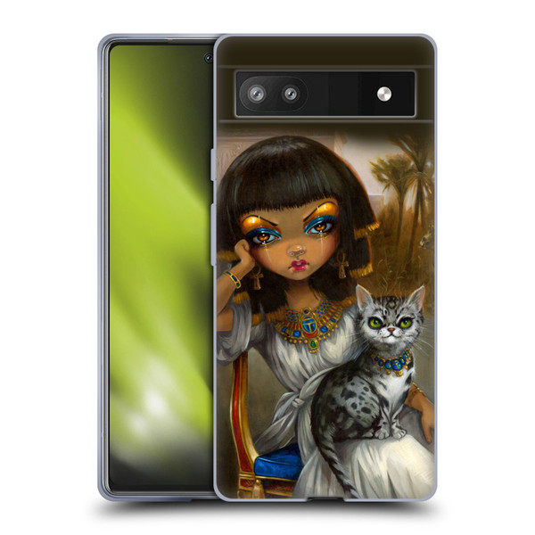 Strangeling Art Egyptian Girl with Cat Soft Gel Case for Google Pixel 6a