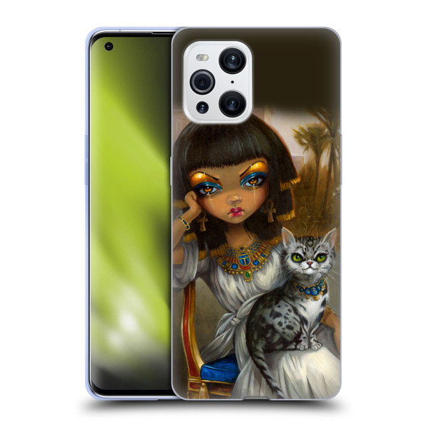 Strangeling Art Egyptian Girl with Cat Soft Gel Case for OPPO Find X3 / Pro