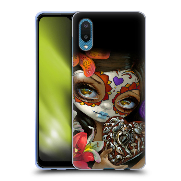 Strangeling Art Day of Dead Heart Charm Soft Gel Case for Samsung Galaxy A02/M02 (2021)