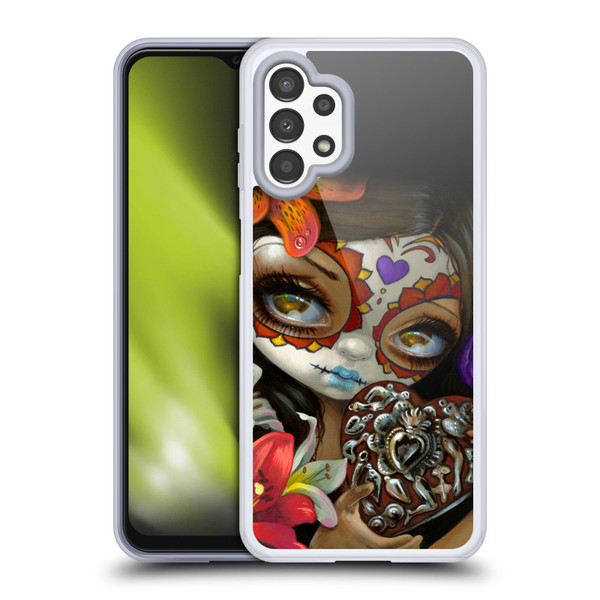 Strangeling Art Day of Dead Heart Charm Soft Gel Case for Samsung Galaxy A13 (2022)